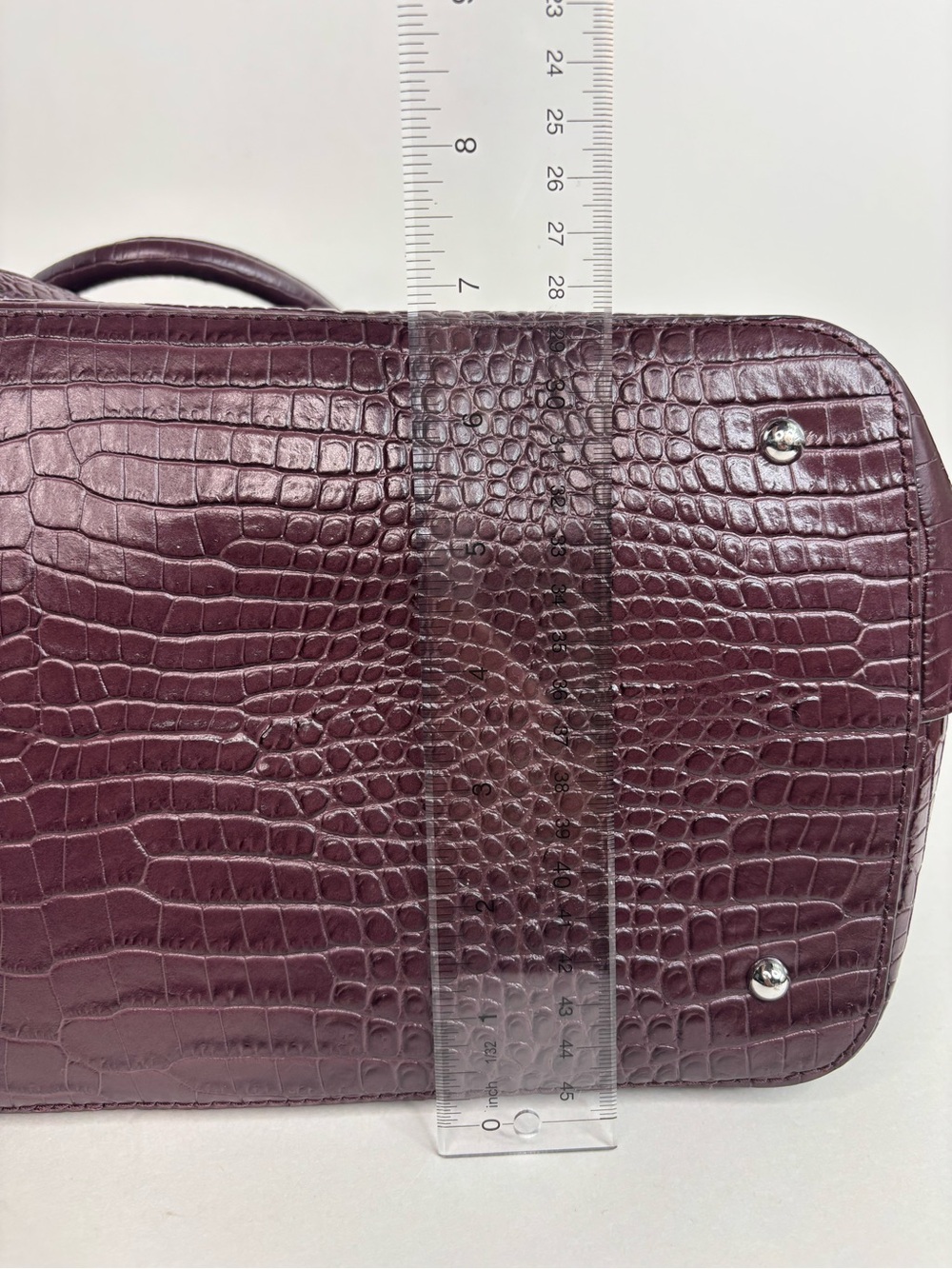 Ralph Lauren Bullion Large Marcy Satchel Croc-Embossed Mahogany Leather Bag - Picture 12 of 16